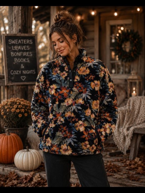 Hurley Jackets & Blazers - Hurley Sherpa Pullover Jacket M Whimsigoth Boho Autumn Fall Cottagecore Cozy